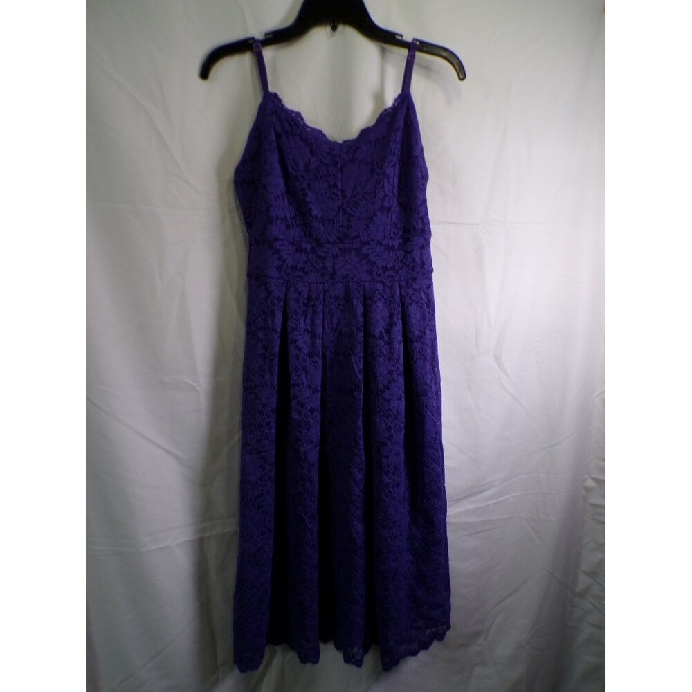 Adrianna Purple Lace Midi Dress Women's M Spaghetti Straps A-Line